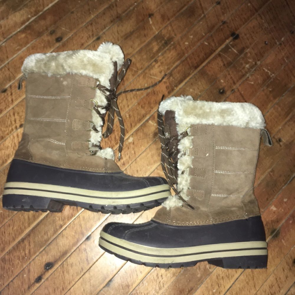 Magellan Outdoors, faux fur lace up duck boots